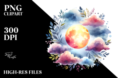 Whimsical Moon Foliage Clouds | Watercolor Product Image 2