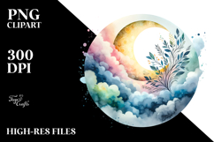 Whimsical Moon Foliage Clouds | Watercolor Product Image 2