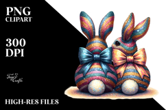 Colorful Retro Bunnies Sitting View from Back, Transparent Product Image 2