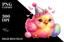 Colorful Baby Chicken with Party Hat PNG Product Image 2
