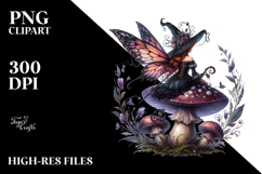 Gothic Fairy on a Mushroom, Transparent PNG Product Image 2