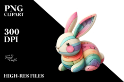 Colorful Bunny Made of Wood on Splashy Background, Product Image 2