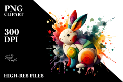 Colorful Wooden Bunny, PNG Product Image 2