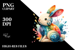 Colorful Wooden Bunny, PNG Product Image 2