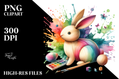 Colorful Wooden Bunny, PNG Product Image 2