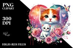 Adorned Baby Cat with Big Heart PNG Product Image 2