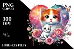 Adorned Baby Cat with Big Heart PNG Product Image 2