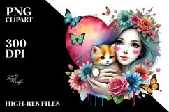 Adorned Baby Cat with Big Heart PNG Product Image 2