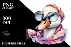 Funny Cute Swan Portrait Silk Scarf | Clipart Product Image 1