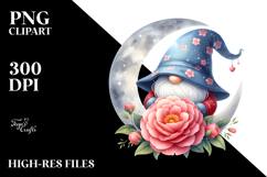 Cute Gnome with Camellia PNG Product Image 2