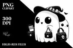 Retro Halloween Coffee Purse Ghost PNG Product Image 3