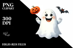 Funny Halloween Ghost with Goofy Smile | Clipart Product Image 3