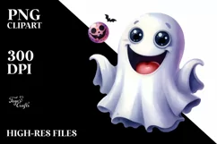 Funny Halloween Ghost with Goofy Smile | Clipart Product Image 1
