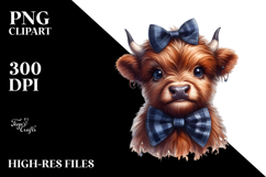 Highland Cow with Bow and Tie PNG Product Image 2