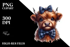 Highland Cow with Bow and Tie PNG Product Image 2