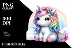 Cute Watercolor Unicorn | Clipart Product Image 3