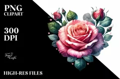 Rose Shaped Heart, Watercolor PNG Product Image 2