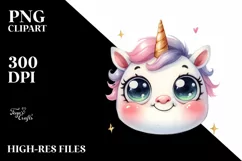 Shy Unicorn with Big Eyes PNG Product Image 1