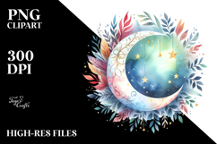 Vibrant Moon with Foliage PNG Product Image 2