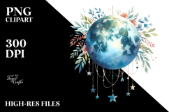 Whimsical Moon Foliage Stars | Watercolor Product Image 2