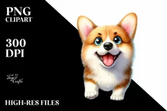 Crazy Pembroke Welsh Corgi Sticking Out | Clipart Product Image 1
