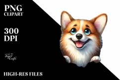 Crazy Pembroke Welsh Corgi Sticking Out | Clipart Product Image 1