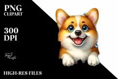 Crazy Pembroke Welsh Corgi Sticking Out | Clipart Product Image 1