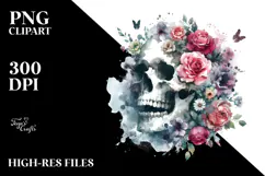 Watercolor V Painting with Grungy Skull, Transparent PNG Product Image 2