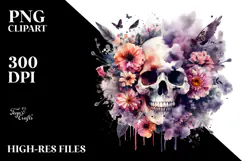 Vibrant Skull Made of Spring Flowers PNG Product Image 2