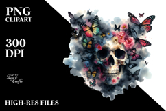 Colorful Skull and Butterfly Painting PNG Product Image 2
