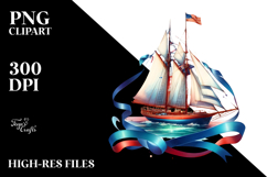 Vintage Sailboat with Ribbons PNG Product Image 2