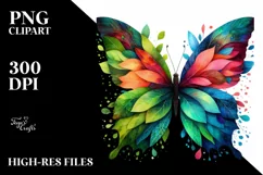 Abstract Vibrant Watercolor Butterfly PNG Product Image 3