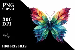 Abstract Vibrant Watercolor Butterfly PNG Product Image 3