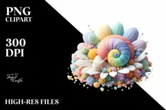 Colorful Snail Sleeping in Flower | Clipart Product Image 3
