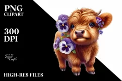 Lily Frame | Baby Highland Cow Clipart Product Image 3