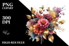 Colorful Splash Zinnia Bouquet | Sublimation Clipart Product Image 3