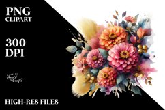 Colorful Splash Zinnia Bouquet | Sublimation Clipart Product Image 3