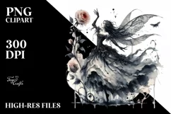 Washed Watercolor Gothic Fairy PNG Product Image 1