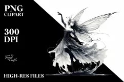 Washed Watercolor Gothic Fairy PNG Product Image 1