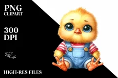 Funny Baby Chick Sitting | Watercolor Clipart Product Image 3