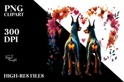 Doberman Pinscher Tails Making Heart Shape, PNG Product Image 2