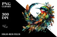 Abstract Vibrant Watercolor Bird PNG Product Image 1