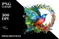 Abstract Vibrant Watercolor Bird PNG Product Image 3