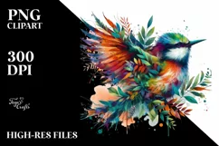 Abstract Vibrant Watercolor Bird PNG Product Image 3
