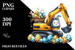 Creative Funny Bunny Excavator Easter Eggs PNG Product Image 2