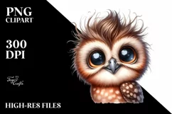 Baby Owl Portrait | Watercolor Clipart Product Image 3