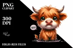 Funny Baby Face Highland Cow with Big Eyes Product Image 1