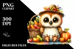 Quirky Colorful Owl Autumn Clipart Product Image 3
