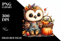 Quirky Colorful Owl Autumn Clipart Product Image 1