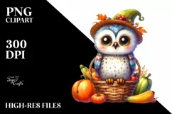 Quirky Colorful Owl Autumn Clipart Product Image 3
